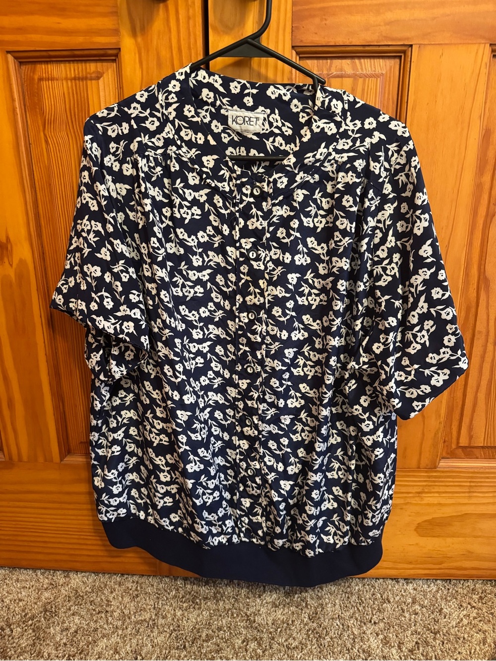 Vintage Koret Navy Floral Short-Sleeve Shirt